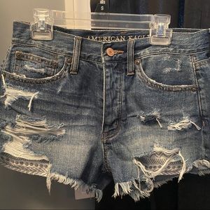 American Eagle High Waisted Tribal Denim Shorts-2